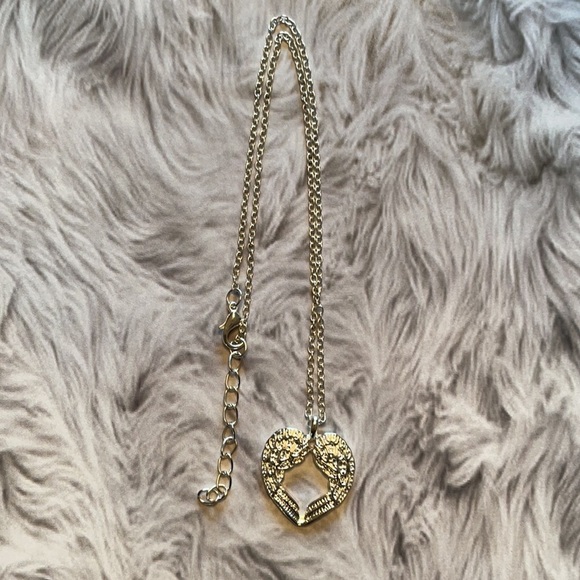 Silver Angel Wings Open Heart Necklace - Picture 9 of 13